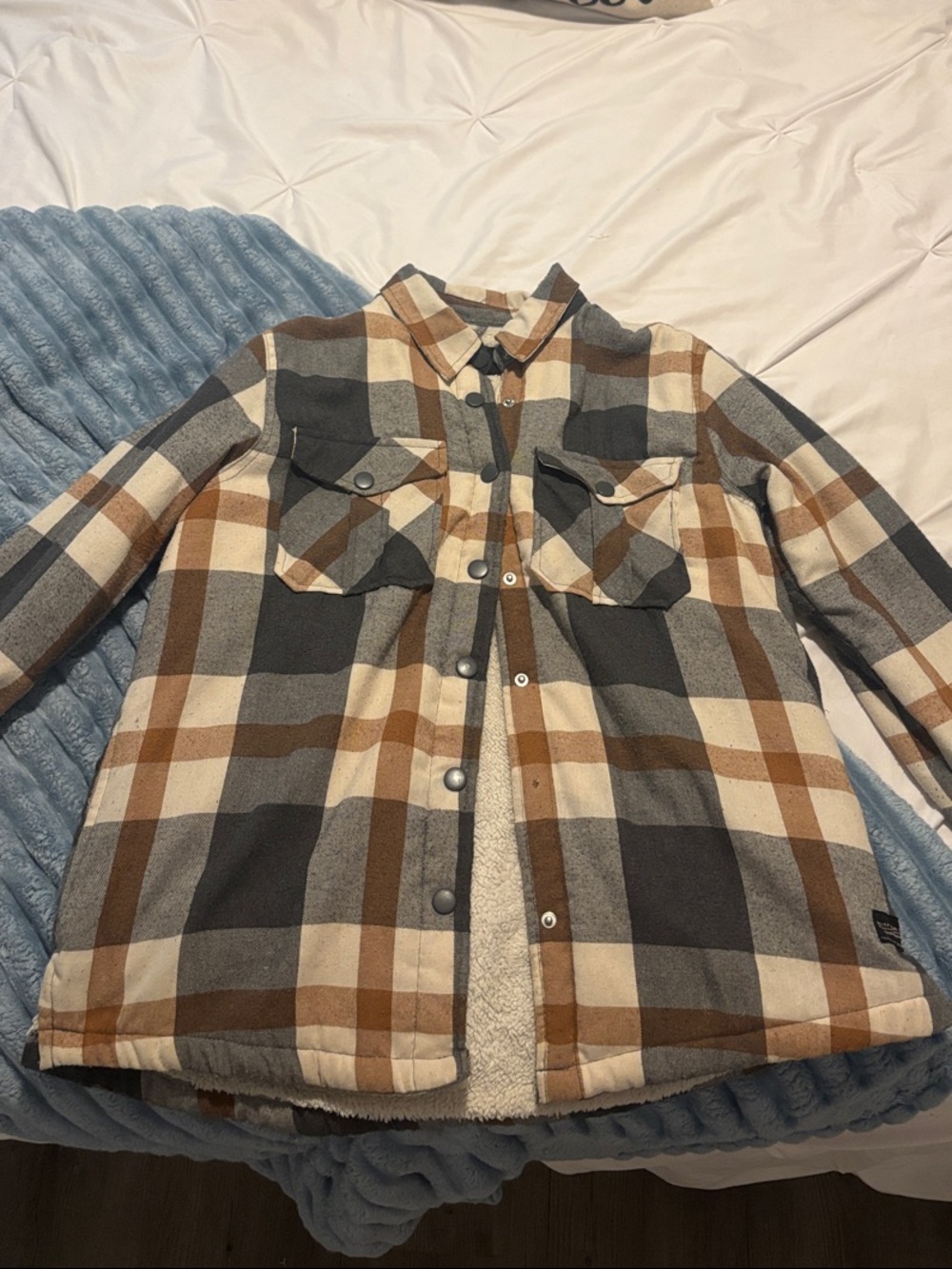 Silver flannel shacket